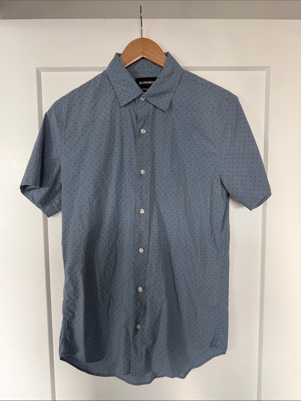 Bonobos Slate Blue Short-Sleeve Button-Down with Micro Dot Print